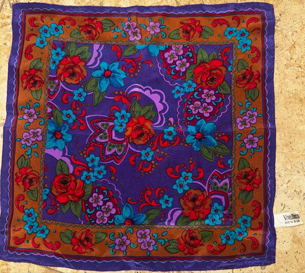 Vintage Van Horn 100% Silk Pocket Square